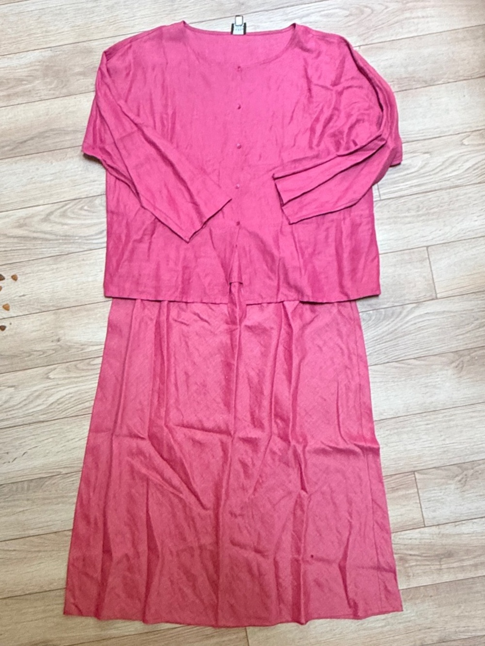 Eileen Fisher two piece silk/linen outfit pink L